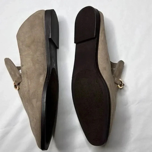 Vintage Havana Beige Suede Slip Gold Hardware Mules/Slides size 8 NWOT - Picture 5 of 8